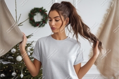 Woman in gray shirt near tree mockup Product Image 1