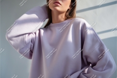 Woman in a lavender sweatshirt mockup Product Image 1