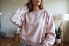 Woman in pink sweatshirt mockup Product Image 1