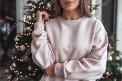 Woman wearing pink sweatshirt mockup Product Image 1