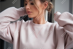 Woman wearing pink sweatshirt mockup Product Image 1
