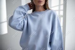 Close up of a blue sweatshirt mockup Product Image 1