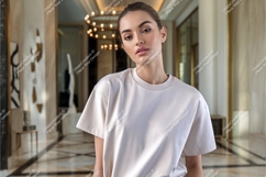 Beautiful woman in tshirt mockup Product Image 1