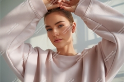 Beautiful woman in sweatshirt mockup Product Image 1