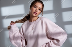 Beautiful woman in sweatshirt mockup Product Image 1