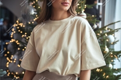 Woman in beige shirt near tree mockup Product Image 1