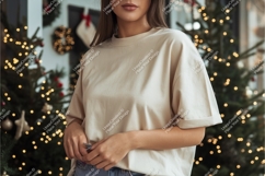 Woman in beige shirt near tree mockup Product Image 1