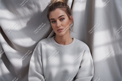 Blonde in gray sweatshirt mockup Product Image 1