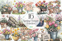 Spring Flower Garden Sublimation Clipart Product Image 1