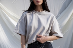 Woman in casual tshirt mockup Product Image 1