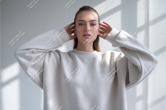 Woman in cozy sweatshirt mockup Product Image 1