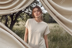 Woman in tshirt in nature setting mockup Product Image 1