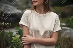 Woman in tshirt in nature scene mockup Product Image 1