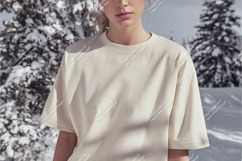 Beige shirt in winter mockup Product Image 1
