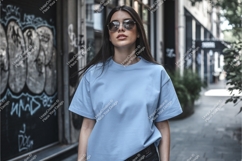 Woman in sunglasses tshirt mockup Product Image 1