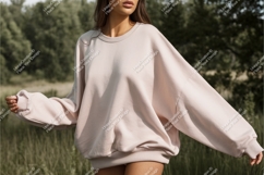 Brunette wears a sweatshirt mockup Product Image 1