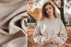 Woman in beige sweatshirt mockup Product Image 1