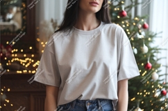 Woman poses near christmas tree mockup Product Image 1
