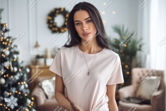 Brunette woman tshirt mockup Product Image 1
