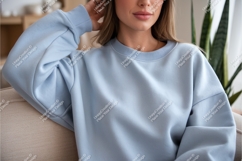Woman in blue pullover mockup Product Image 1