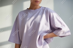 Woman in lilac shirt mockup Product Image 1
