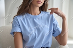 Woman in blue shirt mockup Product Image 1