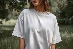 Woman in tshirt in field mockup Product Image 1