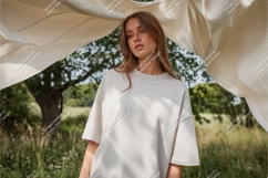 Woman in tshirt outdoors mockup Product Image 1