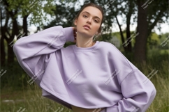Woman in sweatshirt outdoors mockup Product Image 1
