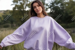 Woman in sweatshirt in nature mockup Product Image 1
