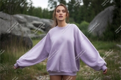 Woman in sweatshirt outdoors mockup Product Image 1
