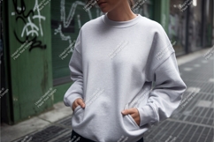 Grey sweatshirt with pockets mockup Product Image 1