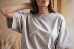 Beige oversized tshirt mockup Product Image 1
