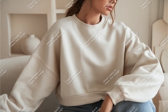 Beige sweatshirt casual wear mockup Product Image 1