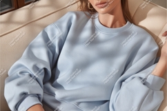 Woman in blue sweatshirt mockup Product Image 1