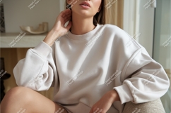 Woman in sweatshirt indoors mockup Product Image 1