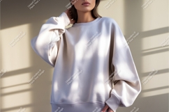 Woman in oversized sweatshirt mockup Product Image 1