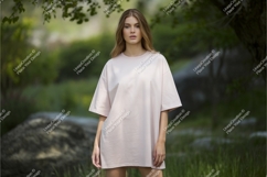 Woman in pink tshirt outdoors mockup Product Image 1