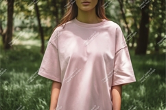 Woman in pink tshirt in park mockup Product Image 1