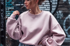 Woman in pink sweatshirt mockup Product Image 1