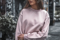 Woman in pink sweatshirt mockup Product Image 1