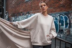 Woman in sunglasses and sweatshirt mockup Product Image 1