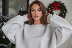 Woman in gray sweatshirt mockup Product Image 1