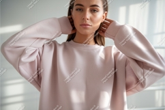 Woman in pink sweatshirt mockup Product Image 1