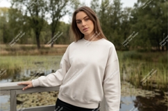 Woman in sweatshirt outdoor mockup Product Image 1
