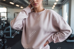 Woman in pink sweatshirt mockup Product Image 1