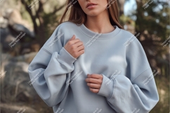Close up of woman in sweatshirt mockup Product Image 1