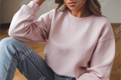 Woman in sweatshirt and jeans mockup Product Image 1