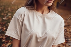 Woman in tshirt in autumn mockup Product Image 1