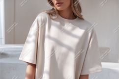 Beige oversized tshirt detail mockup Product Image 1